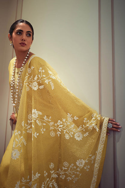 Stunning Yellow Thread Embroidered Soft Silk Salwar Suit with Dupatta