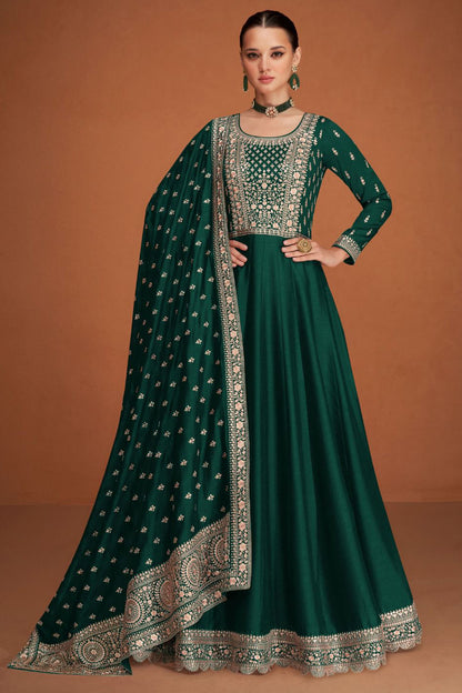 Noor Green  Soft Georgette Floor Length Anarkali Suit with Dupatta