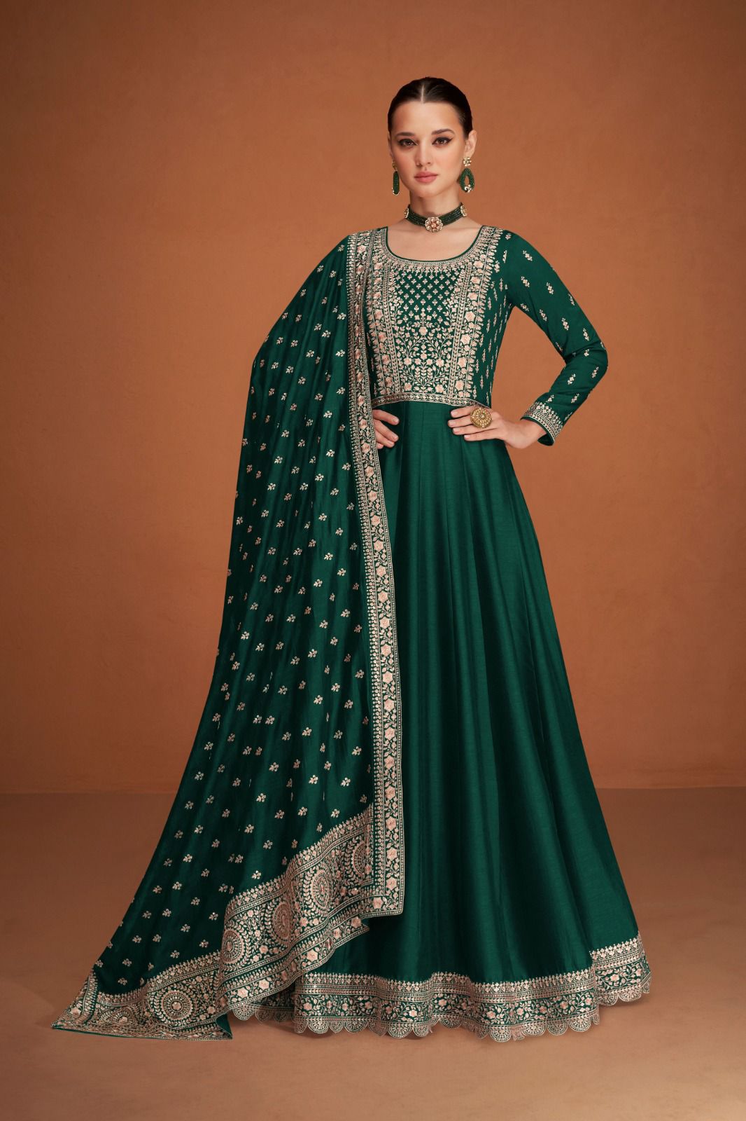 Noor Green  Soft Georgette Floor Length Anarkali Suit with Dupatta