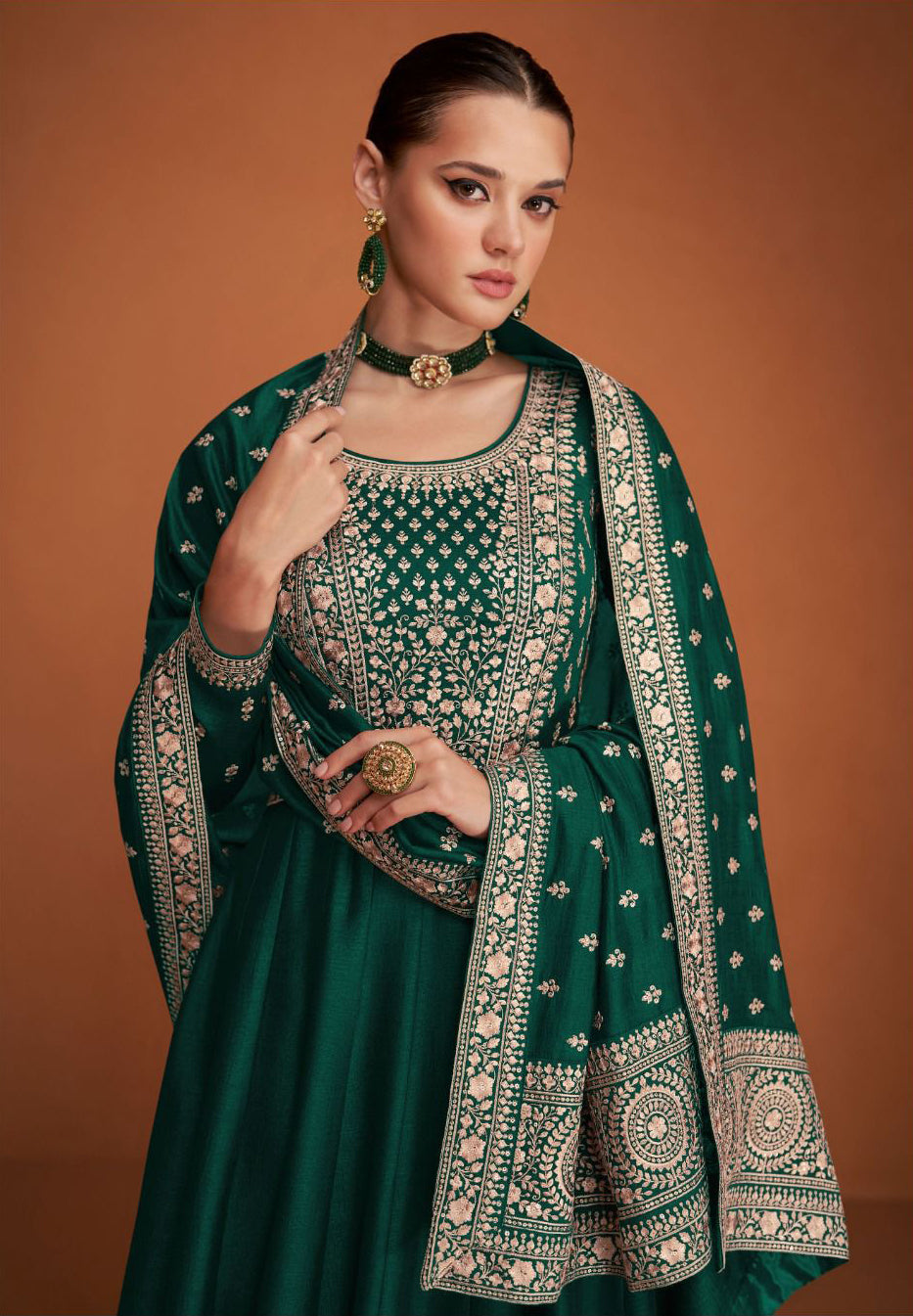 Noor Green  Soft Georgette Floor Length Anarkali Suit with Dupatta