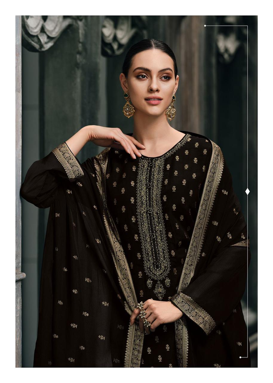 Black with Golden Banarasi Woven Silk Suit and Dupatta