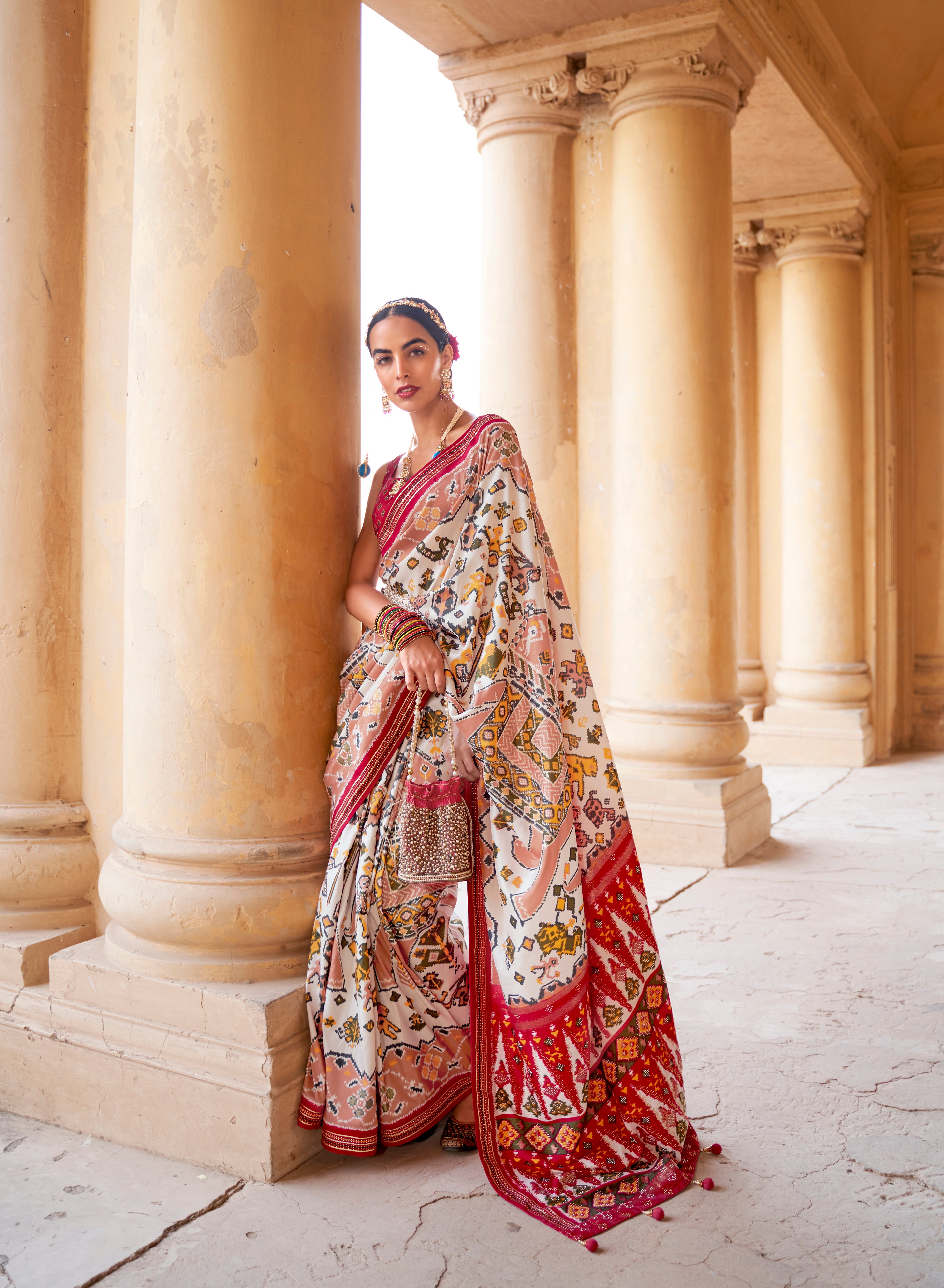 Yellow Pure Silk Semi Double Ikat Patola Saree with Blouse Piece, Length:  5.5 m at Rs 28500 in Rajkot