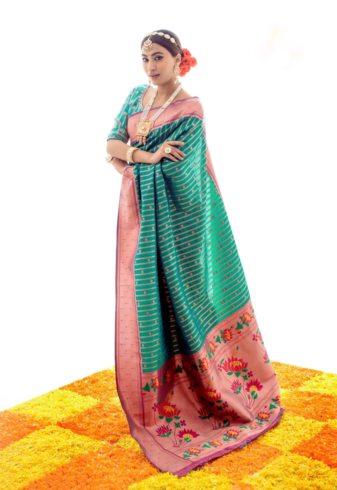 Hayat Green Soft Silk Paithani Saree with Grand Paithani Pallu and Border