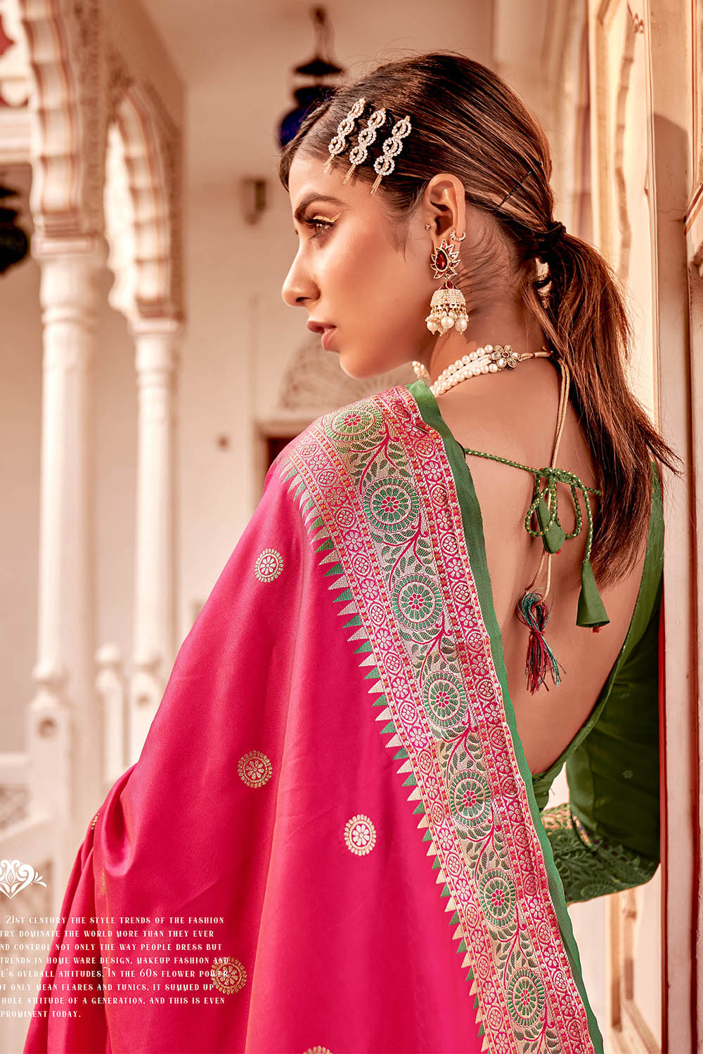 Lovely Pink  Soft Silk Paithani Saree with Contrast Banarasi Blouse