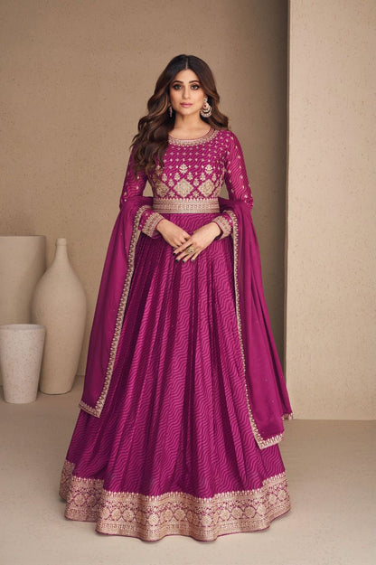 Ultra Violet  Soft Silk Floor Length Anarkali Suit with Dupatta