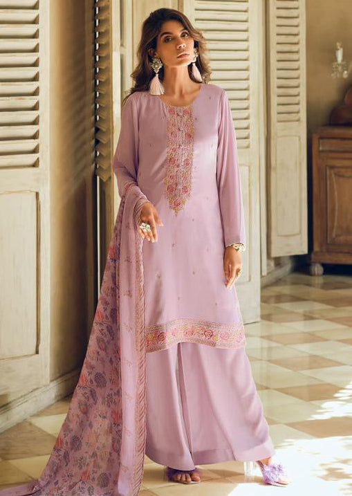 Light Purple Muslin Cotton Designer Suit with Dupatta