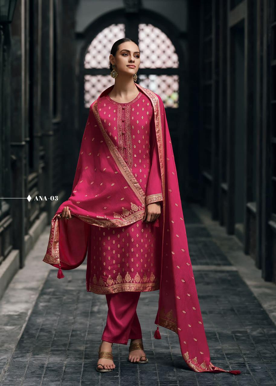 Persian Pink  Banarasi Woven Silk Suit and Dupatta