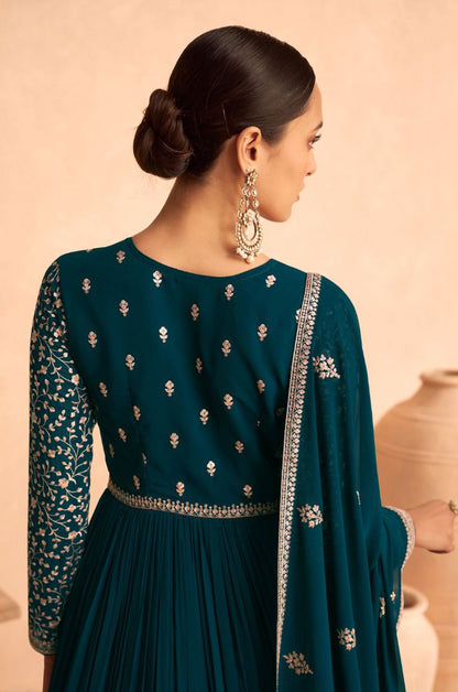 Cobalt Blue  Soft Georgette Floor Length Anarkali Suit with Dupatta