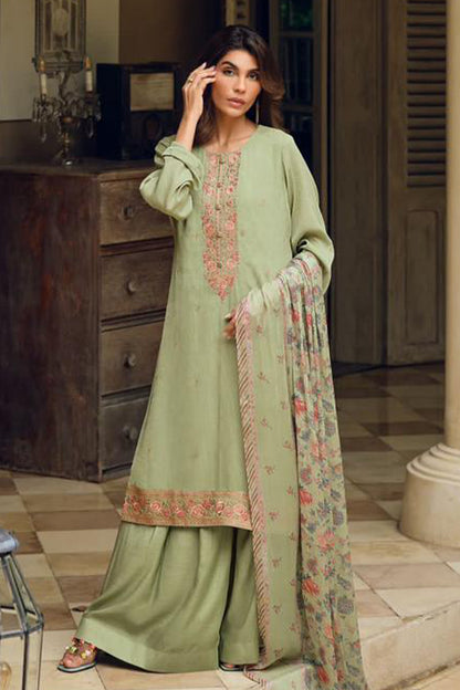 Mint Green Muslin Cotton Designer Suit with Dupatta