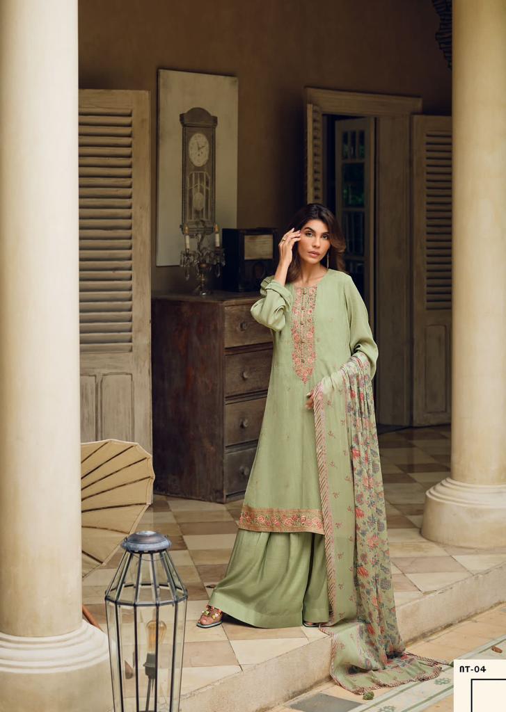 Mint Green Muslin Cotton Designer Suit with Dupatta