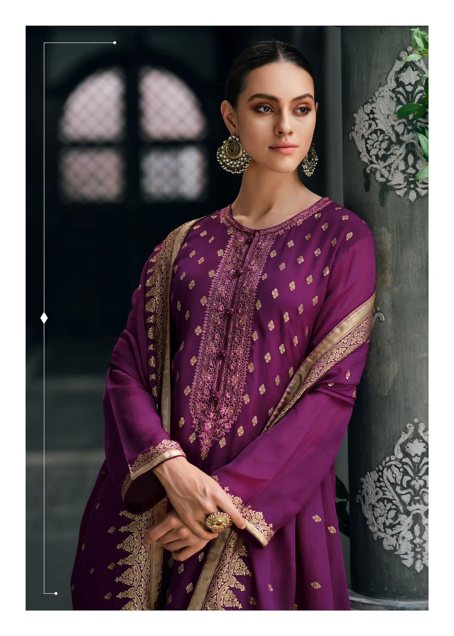 Lollipop Purple  Banarasi Woven Silk Suit and Dupatta