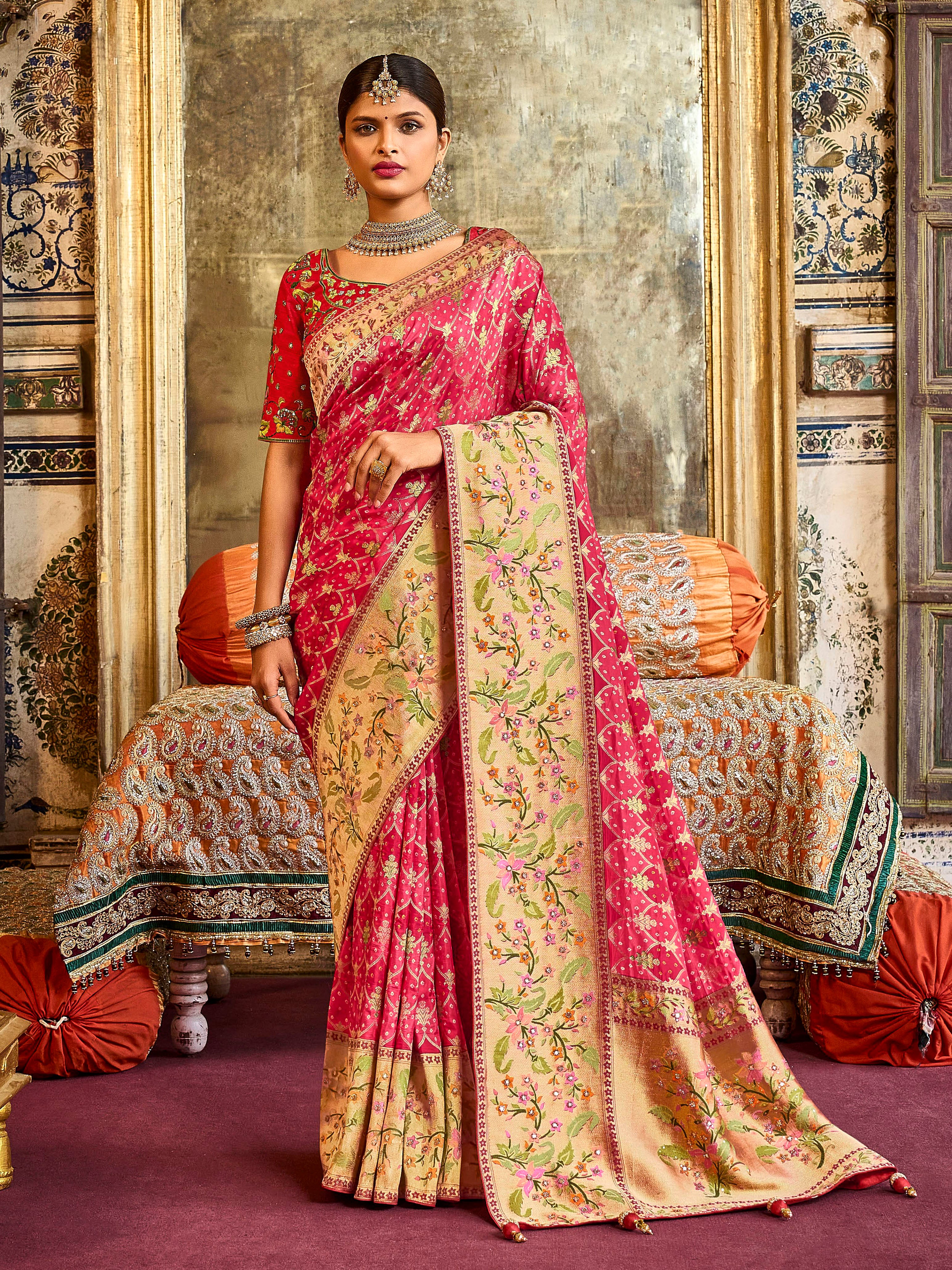 Buy Leheriya Saree Indian Bandhani Saree With Blouse Chiffon Saree for  Wedding Women Traditional Gharchola Sari Online in India - Etsy