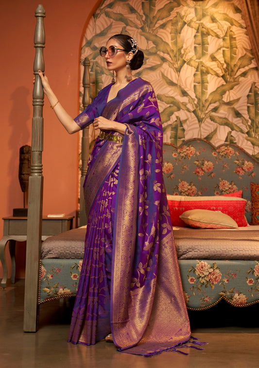 Orchid Purple Sequence Woven Limited Edition Banarasi Silk Saree