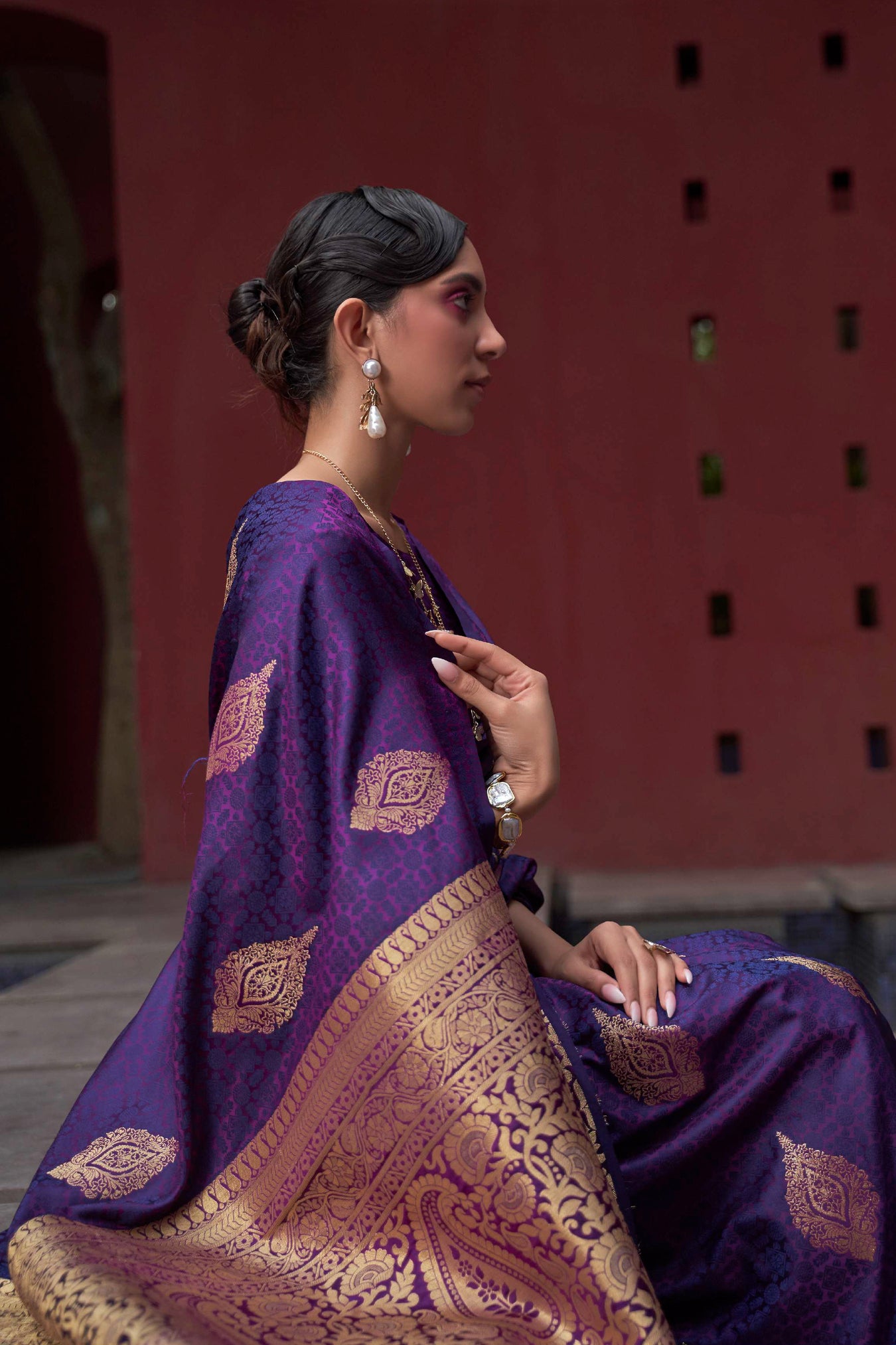 Royal Purple Soft Kanjivaram Glamorous Saree With Zari