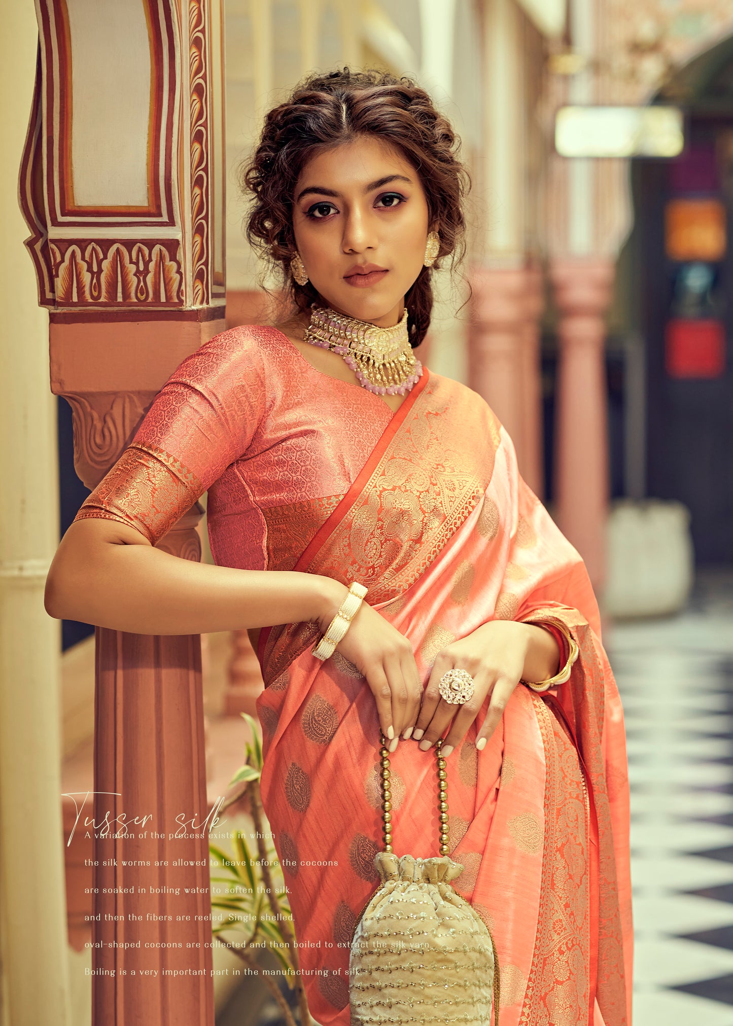 Merigold Orange Woven Banarasi Saree for Weddings