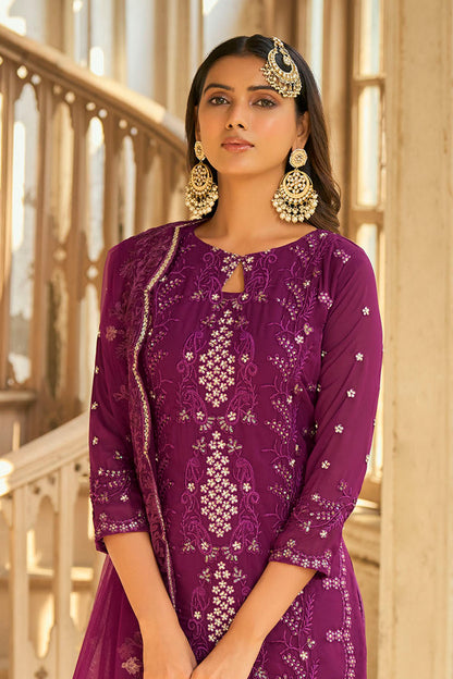 Purple Lucknowi Inspired Salwar Suit with Dupatta