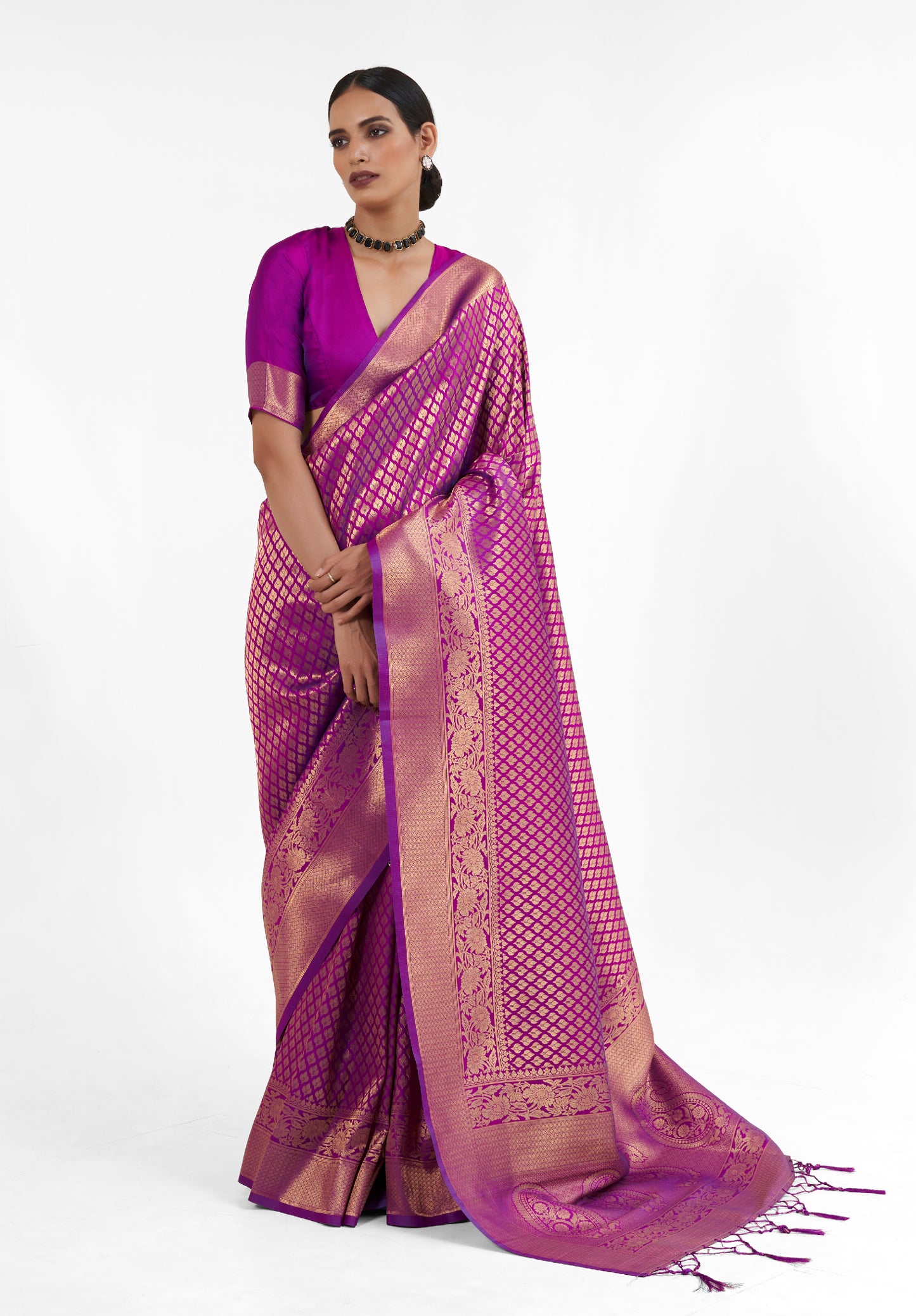 Mulberry Purple  Zari Woven Soft Kanjivaram Silk Saree