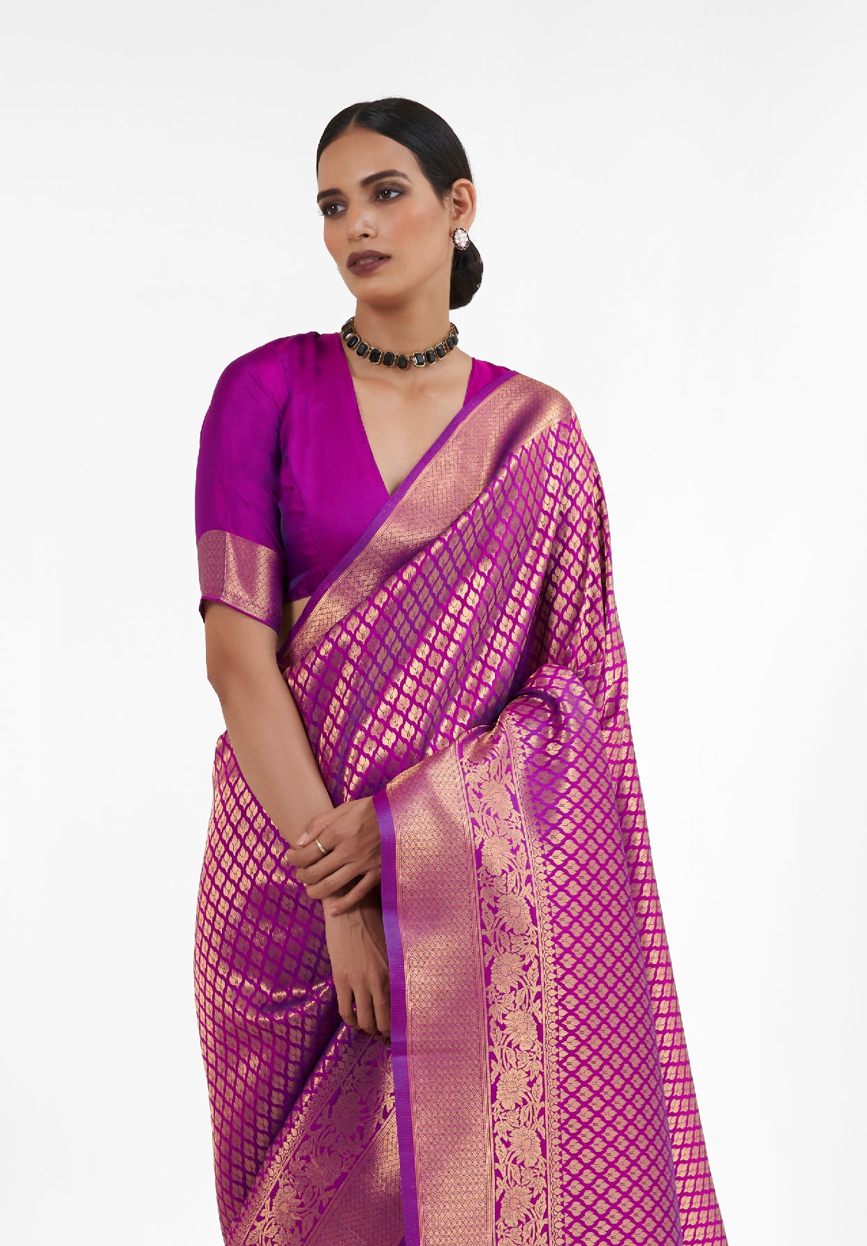 Mulberry Purple  Zari Woven Soft Kanjivaram Silk Saree