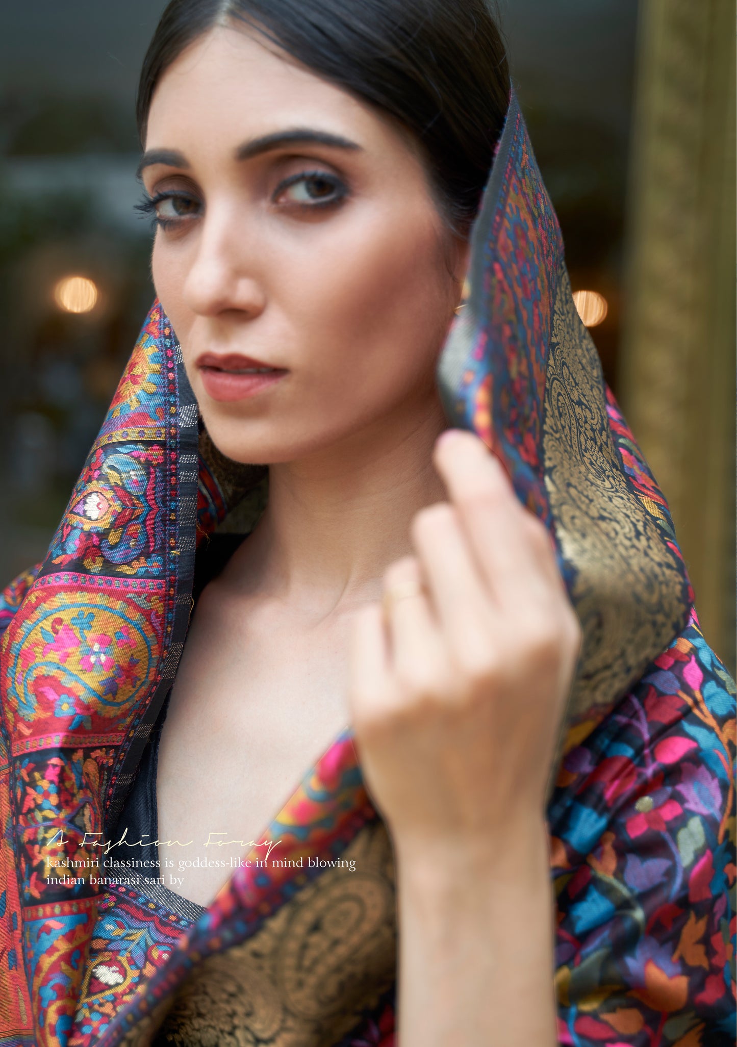 Noir Black Kashmiri Handloom Modal Silk Woven Kani Saree for Weddings