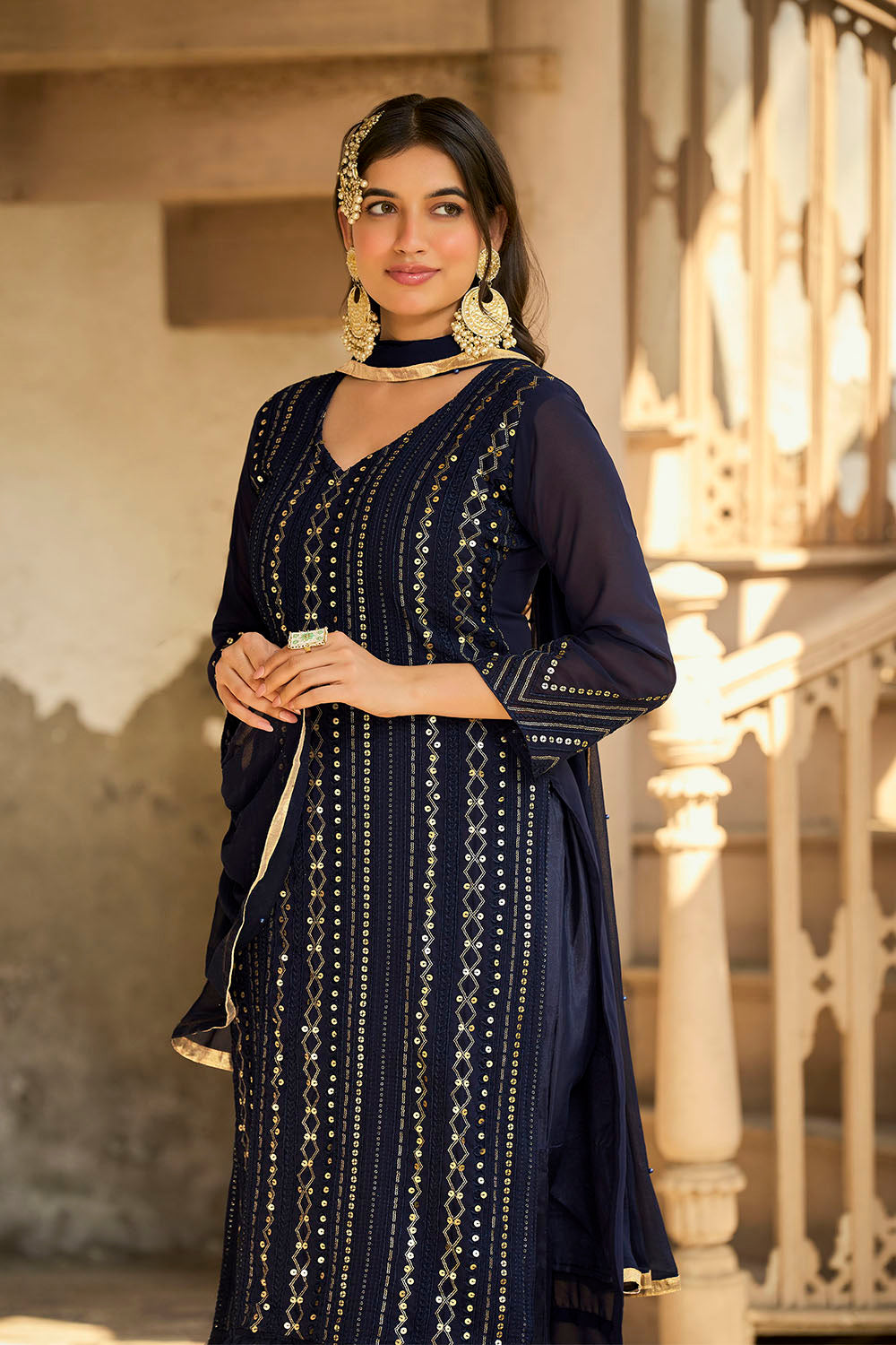 Black Lucknowi Inspired Salwar Suit with Dupatta