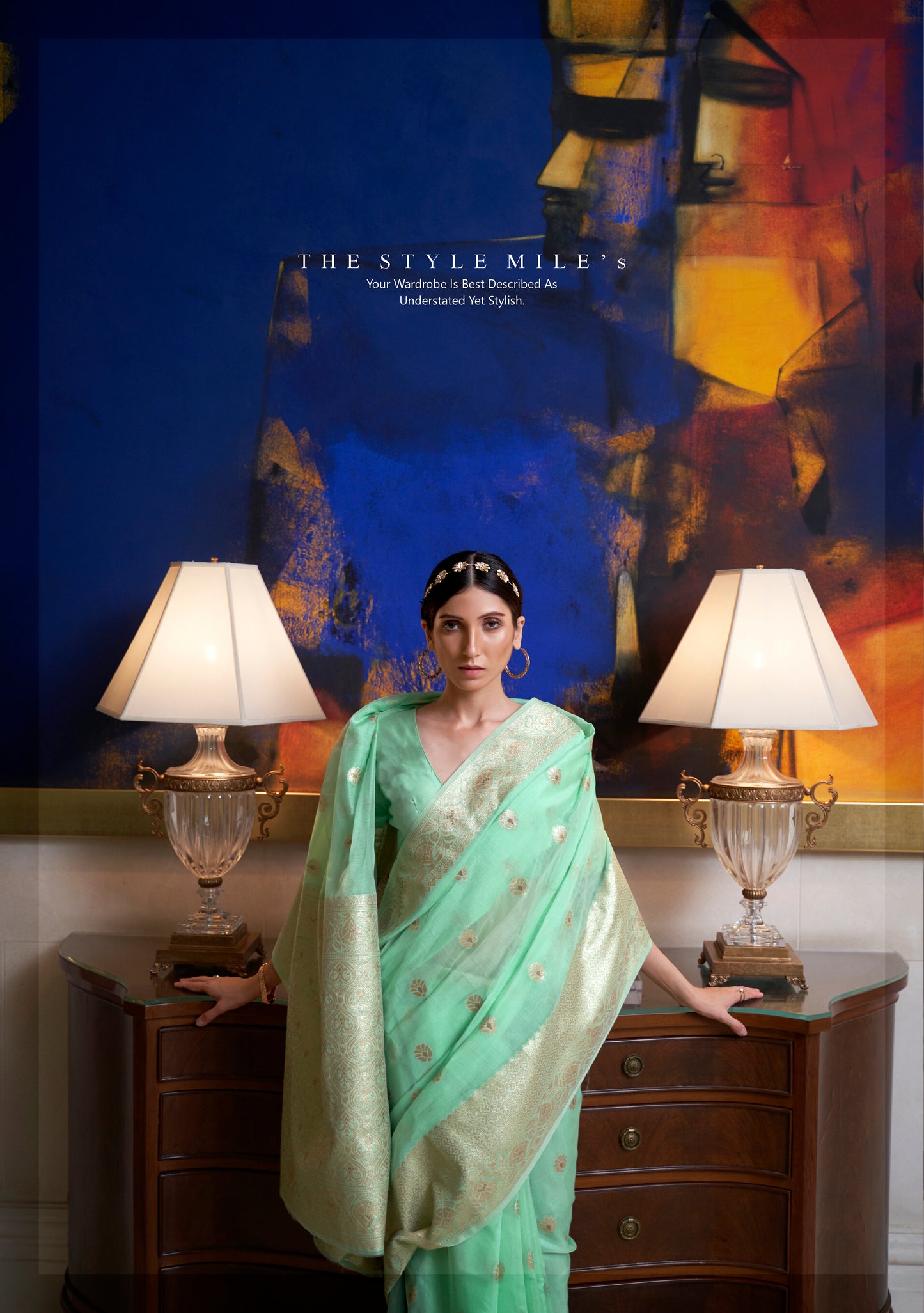 Pastel Mint Woven Banarasi Organza Saree with Zari Pallu