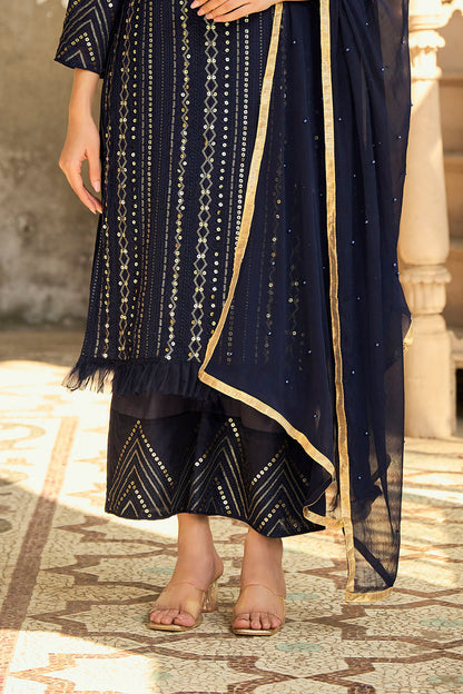 Black Lucknowi Inspired Salwar Suit with Dupatta