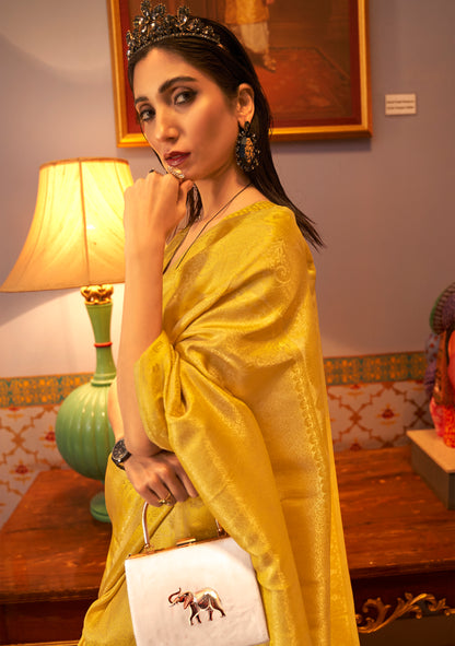 Laguna Yellow  Zari Woven Soft Kanjivaram Silk Saree