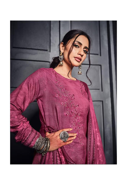 Dark Beetroot Pink Cotton Silk Printed Salwar Suit