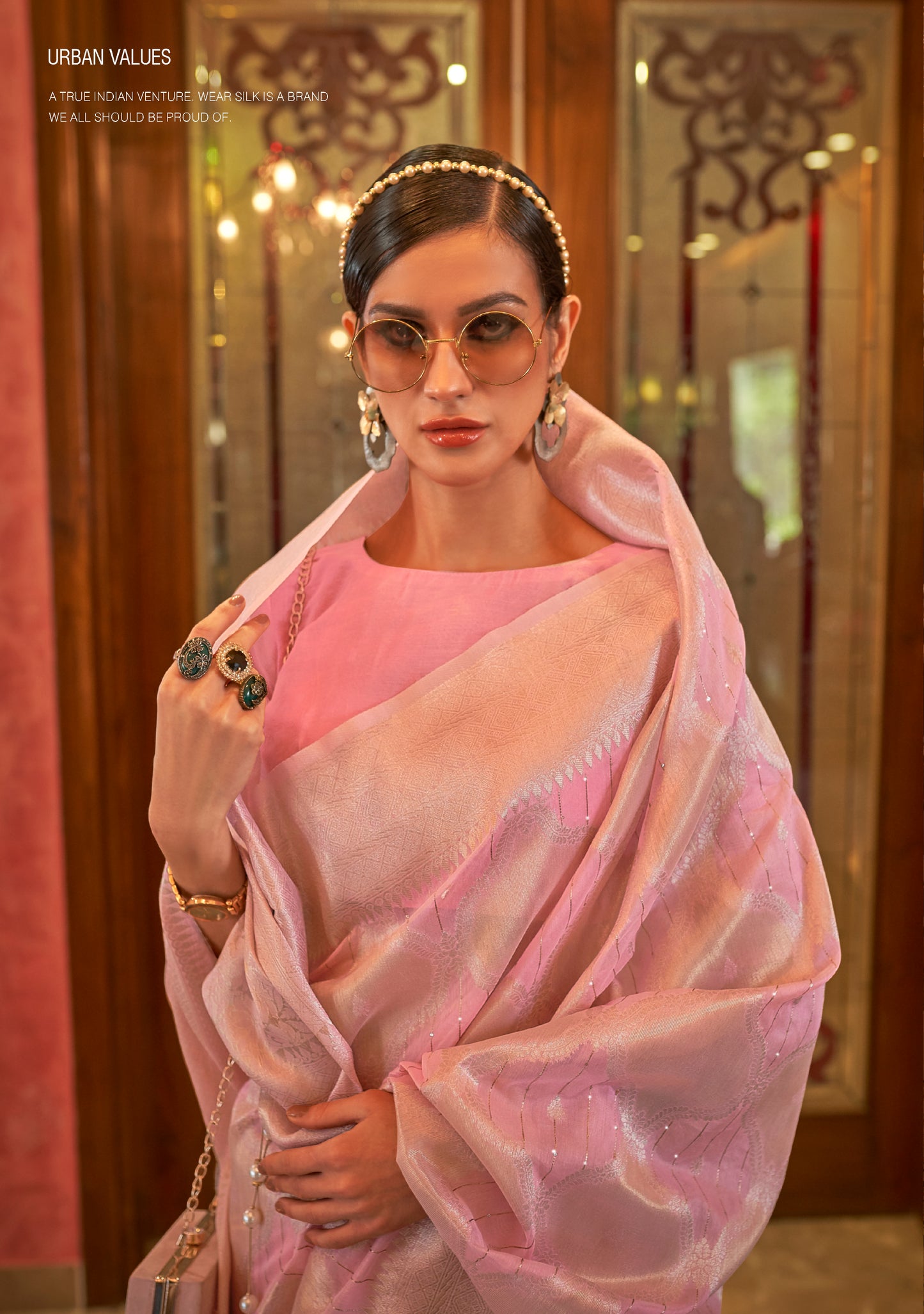 Carnation Pink Soft Banarasi Zari Woven Designer Saree