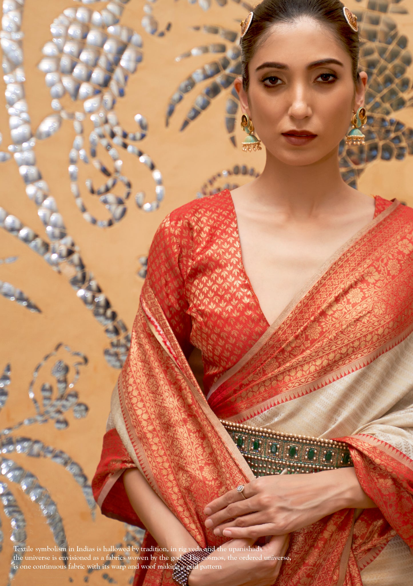 Off White with Red Soft Kanjivaram Silk Saree with Blouse