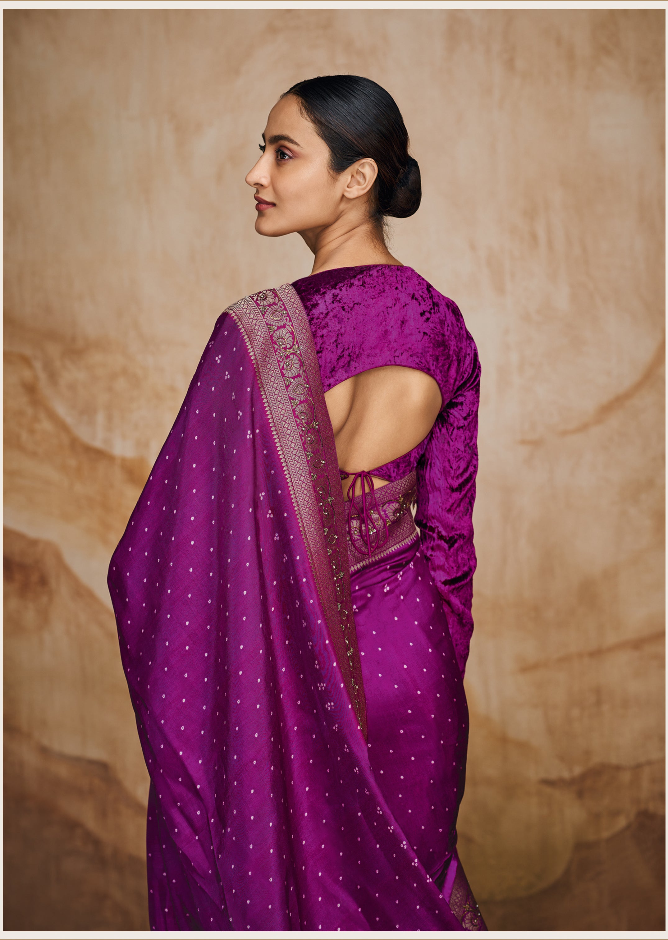 Jamun Semi Silk Saree With Buttas Pattern - Sri Arya Silks