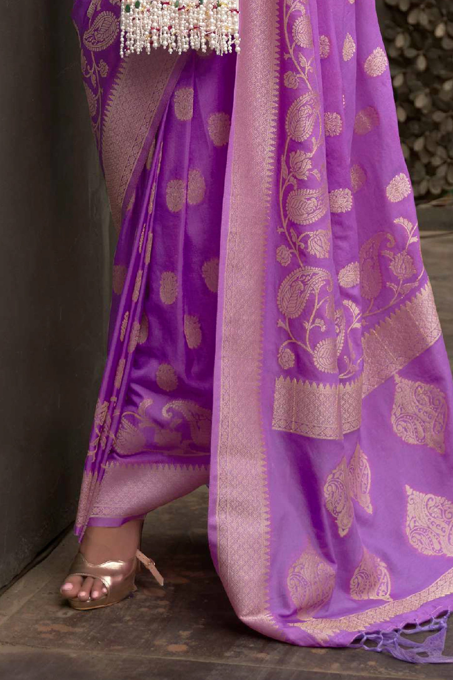 Lavender Banarasi Zari Woven Saree with Grand Pallu