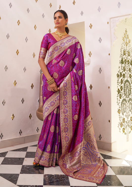 Stunning Purple  Stunning Zari Woven Kanjivaram Silk Saree