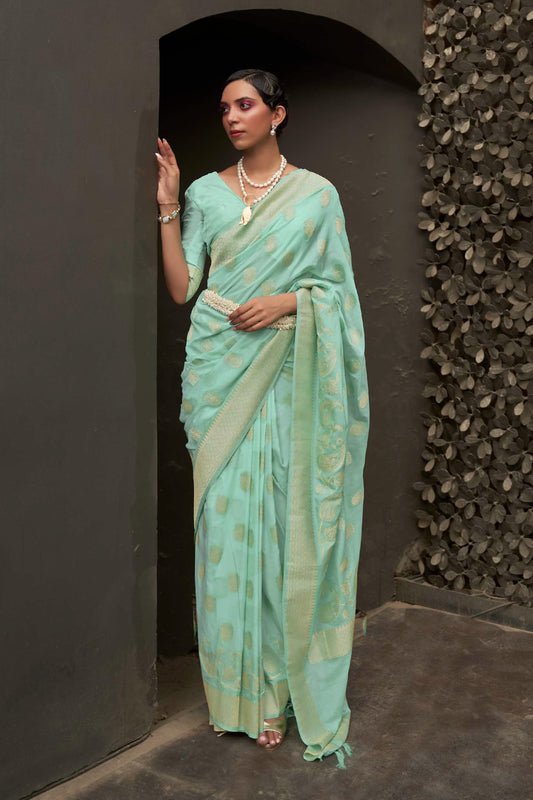 Tiffany Banarasi Zari Woven Soft Silk Designer Saree with Grand Pallu