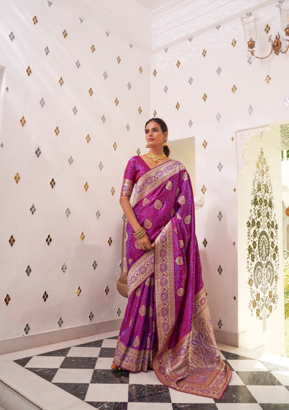 Stunning Purple  Stunning Zari Woven Kanjivaram Silk Saree