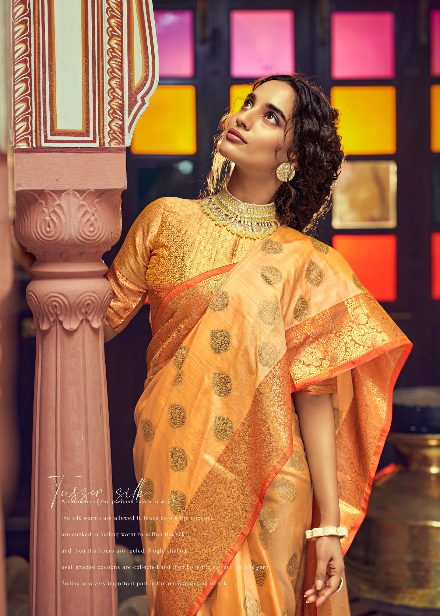 Cider Orange Woven Banarasi Saree for Weddings