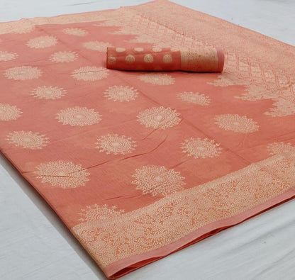 Pumpkin Orange Woven Chikankari Saree with Intricate Design