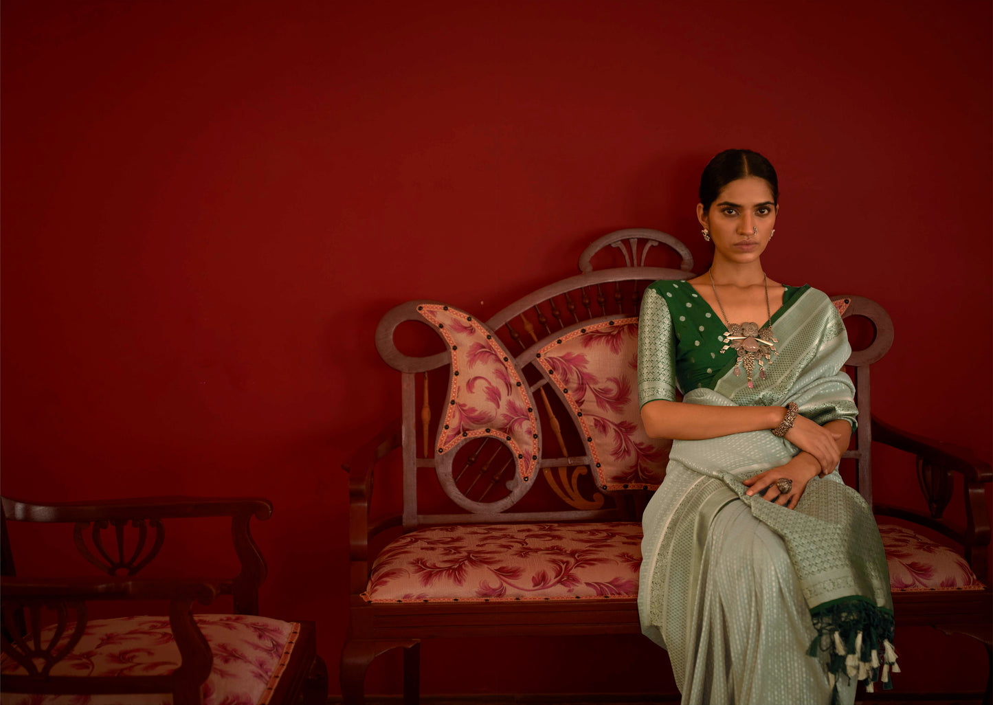 Pale Green Soft Kanjivaram Silk Saree with Dark Green Pattu Border