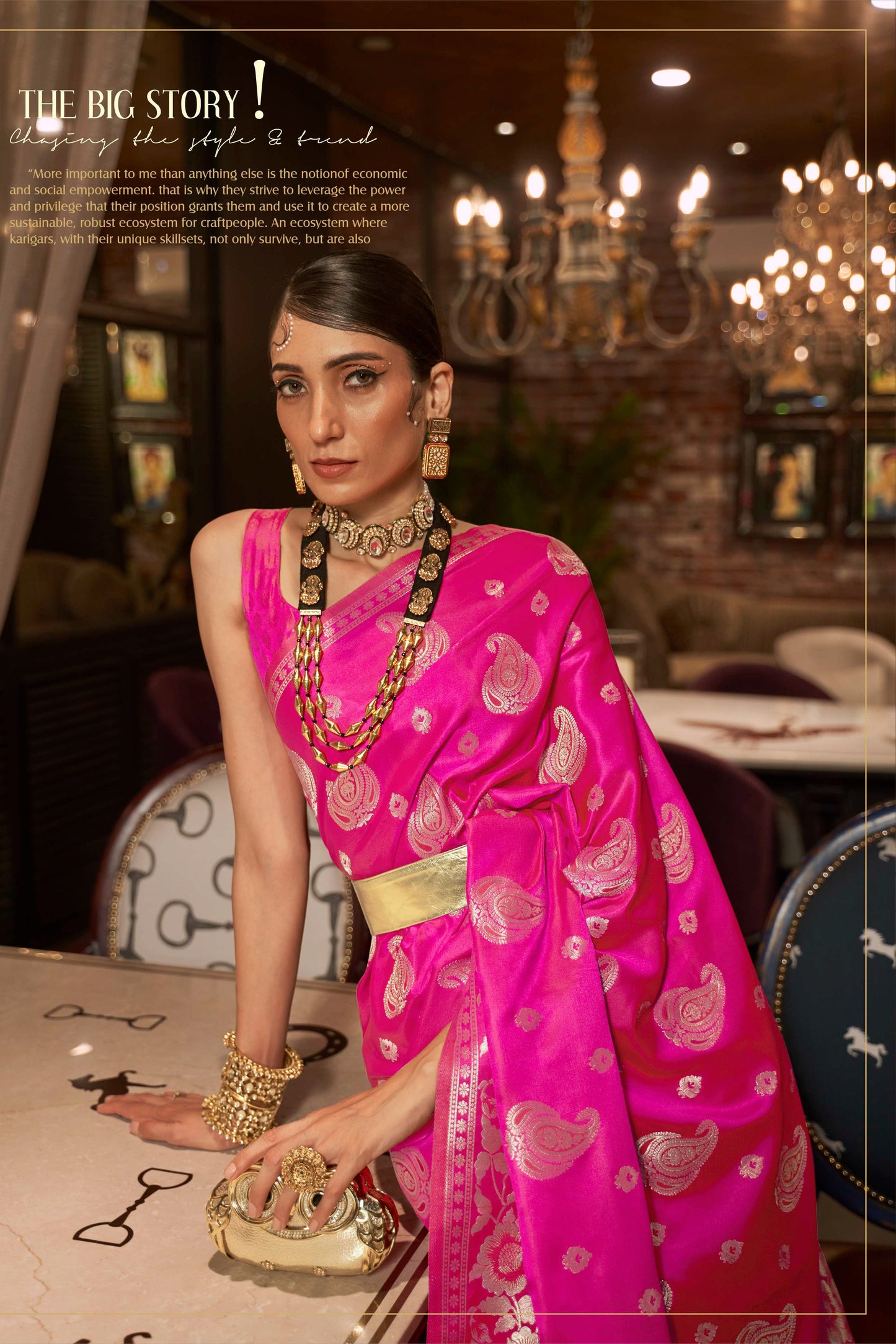 Hot Pink Kanjivaram Style Soft Silk Designer Saree