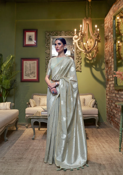 Steel Grey Linen Silk Saree For Pretty You