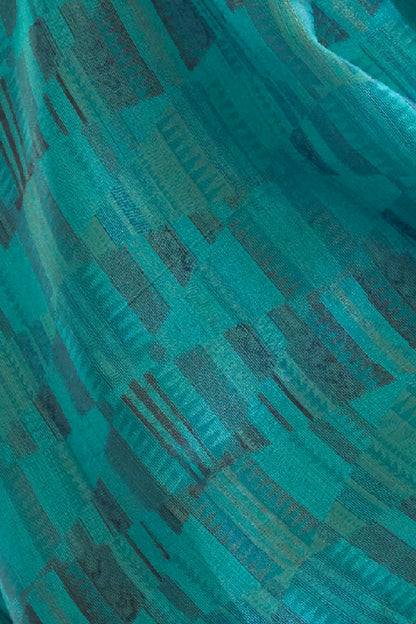 Firozi Blue Tussar Woven Designer Silk Saree for Weddings