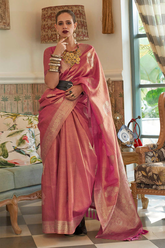 Light Rust  Soft Kanjivaram Silk Saree with Blouse