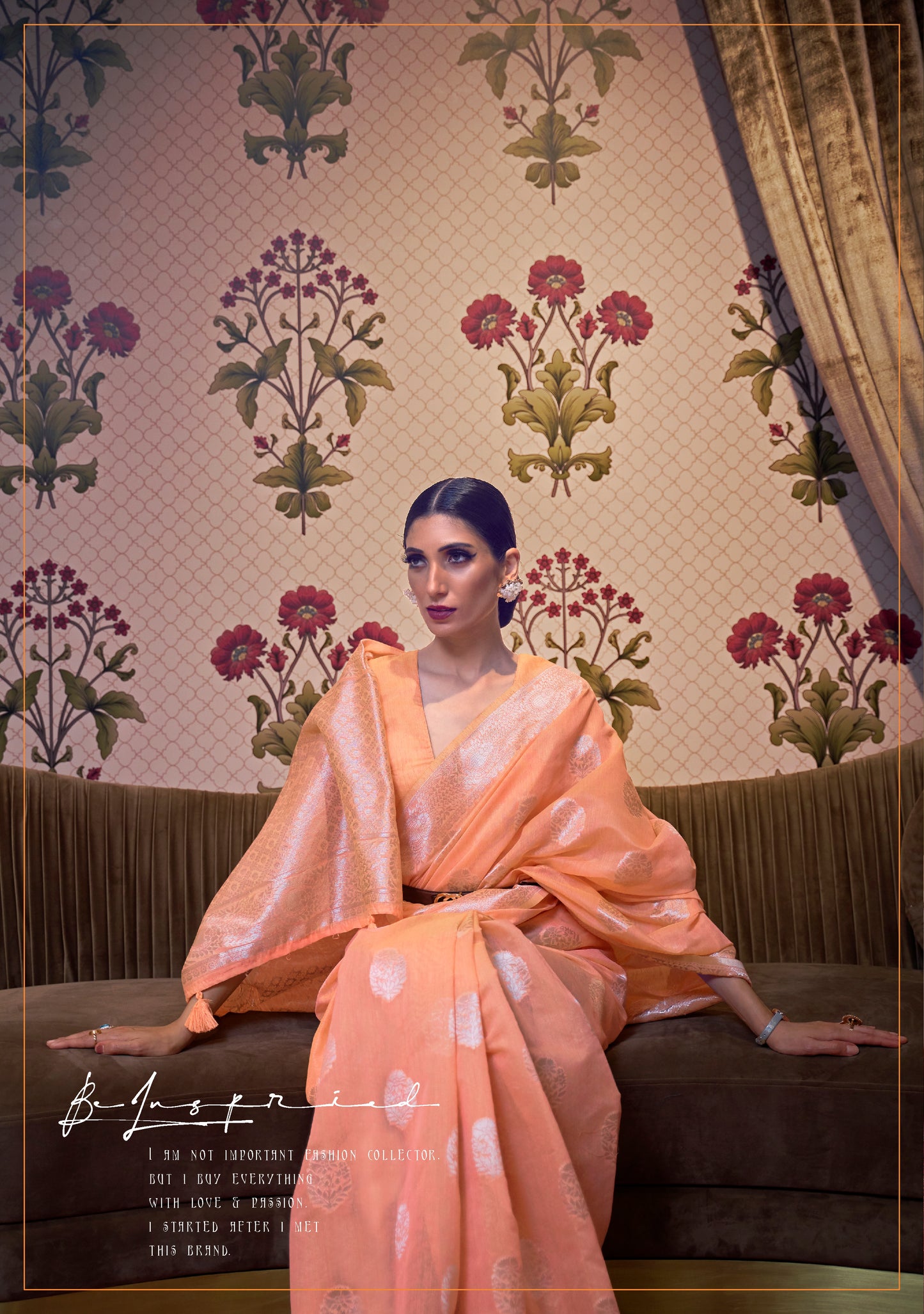 Pastel Orange Banarasi Linen Silk Saree For Pretty You