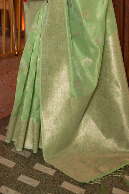 Soft Green  Sona Rupa Zari Woven Soft Tussar Silk Saree