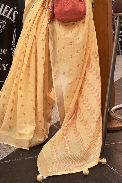 Sunflower Yellow linen Inspired Designer Saree