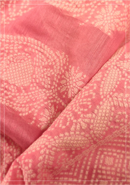 French Pink Woven Chikankari Saree with Intricate Design