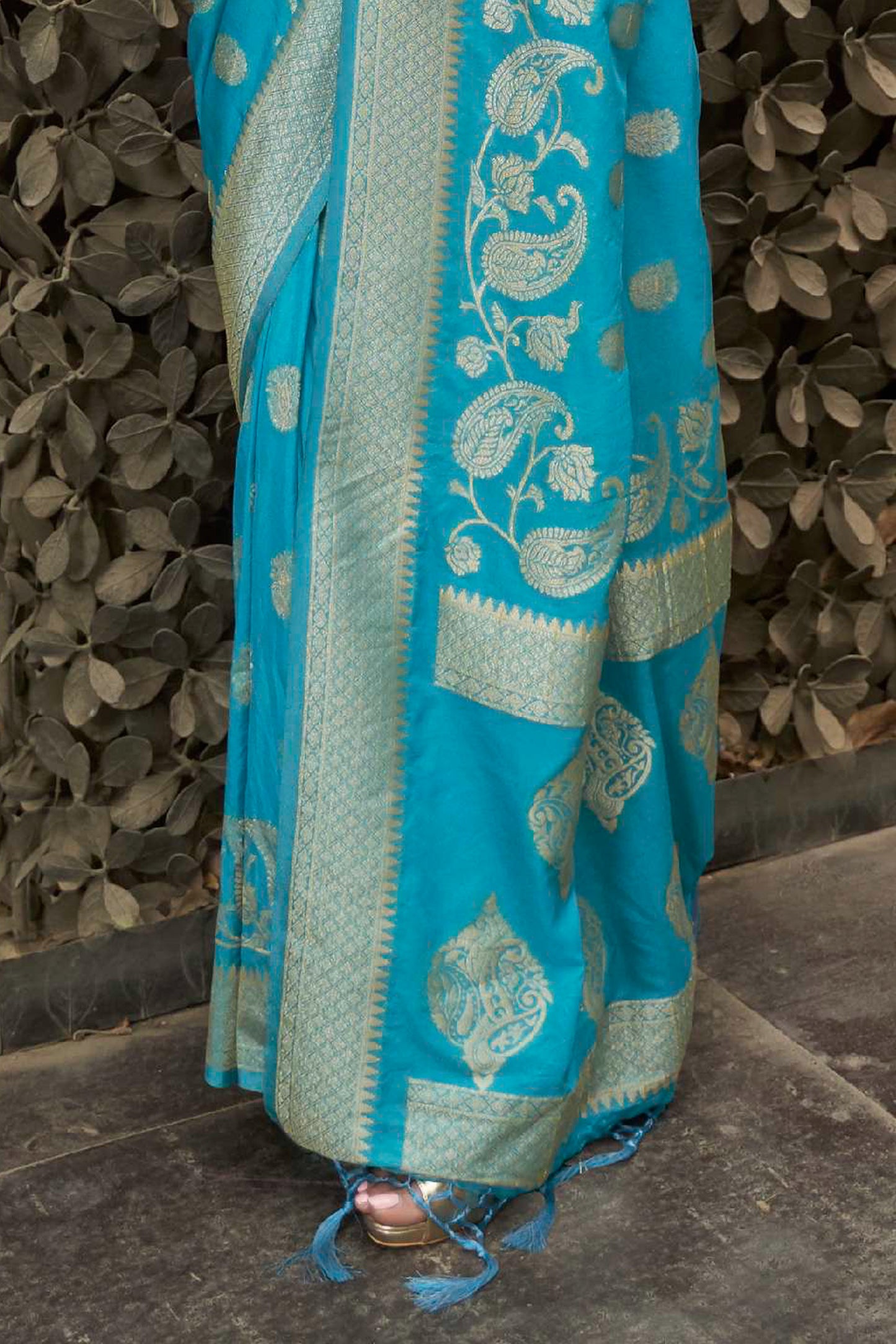 Bright Sky Blue Banarasi Zari Woven Soft Silk Saree