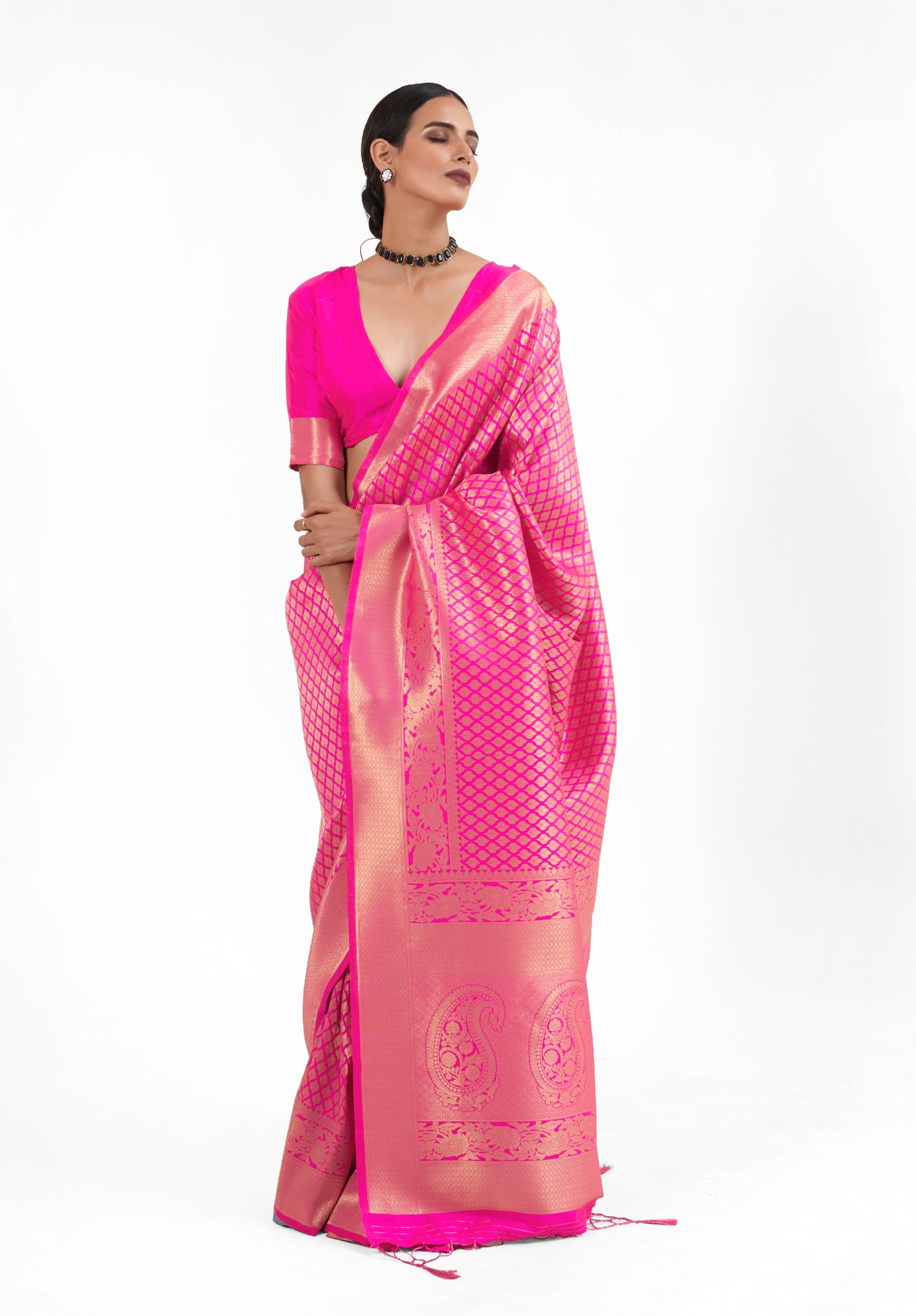 Bubble Pink  Zari Woven Soft Kanjivaram Silk Saree