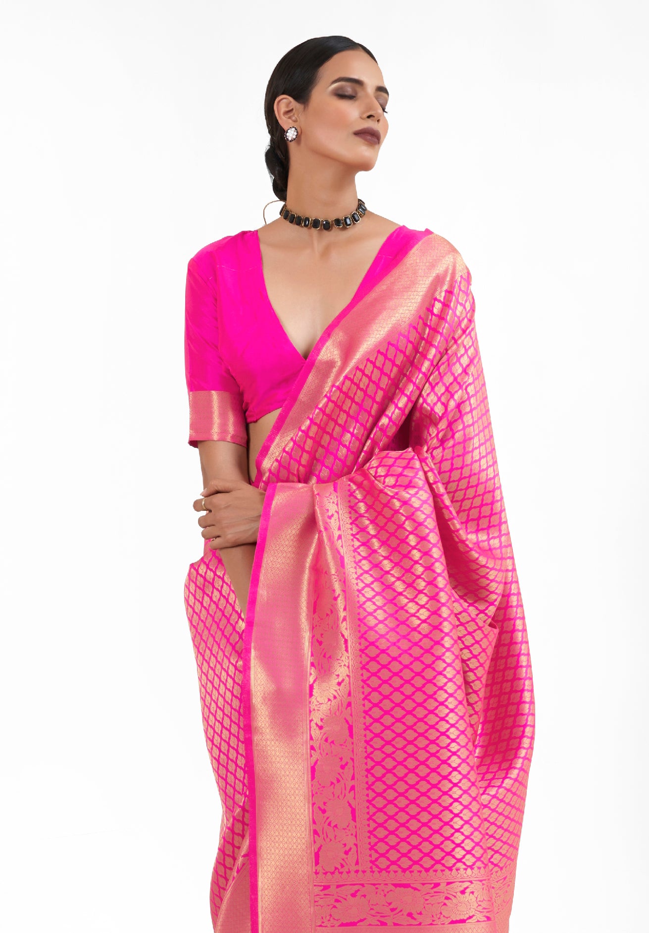 Bubble Pink  Zari Woven Soft Kanjivaram Silk Saree