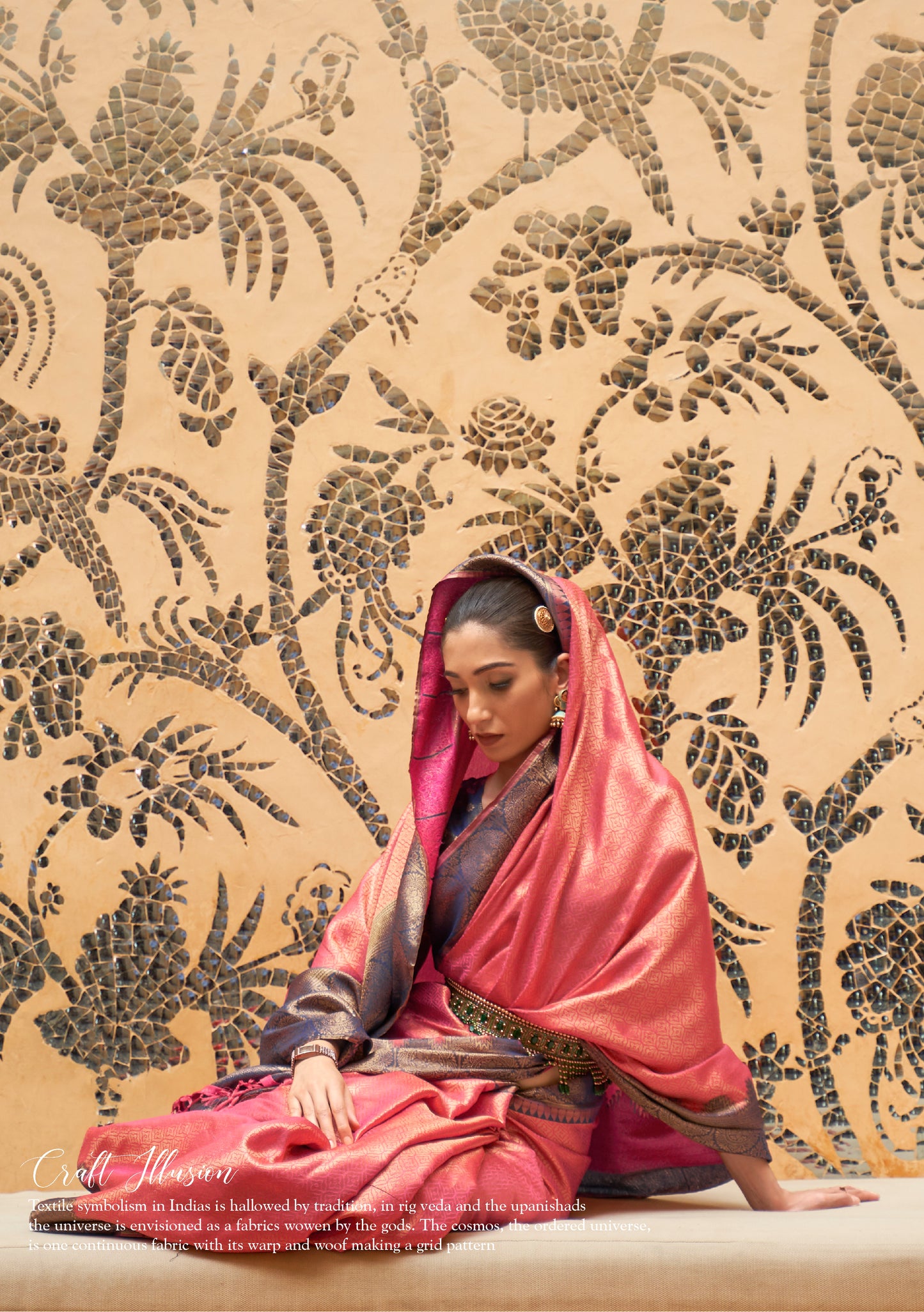 Rose Pink with Grey  Soft Kanjivaram Silk Saree with Blouse